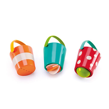Hape Happy Buckets Set | Three Water Wheel Bath Time Toys for Toddlers, Multicolor