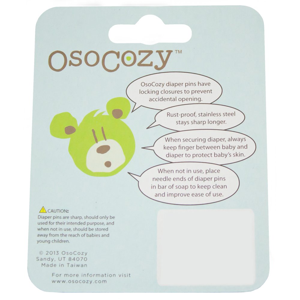 OsoCozy Diaper Pins - (Light Green) - Sturdy, Stainless Steel Diaper Pins with Safe Locking Closures - Use for Special Events, C