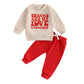 Nokpsedcb Baby Boy Girl Cute Letter Embroidery Long Sleeve Sweatshirt And Elastic Long Pants Toddler Valentine Outfits (Apricot