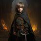 Homelex Black Renaissance Costume For Boys - Kids Medieval Cloak With Hood Halloween Ranger Wizard Elven Hooded Cape Robe