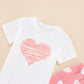 Ninobebe Toddler Girl Valentines Day Outfit Love Heart T-Shirt Bell Bottom Pants Headband 3Pcs Summer Clothes Set 3-4T
