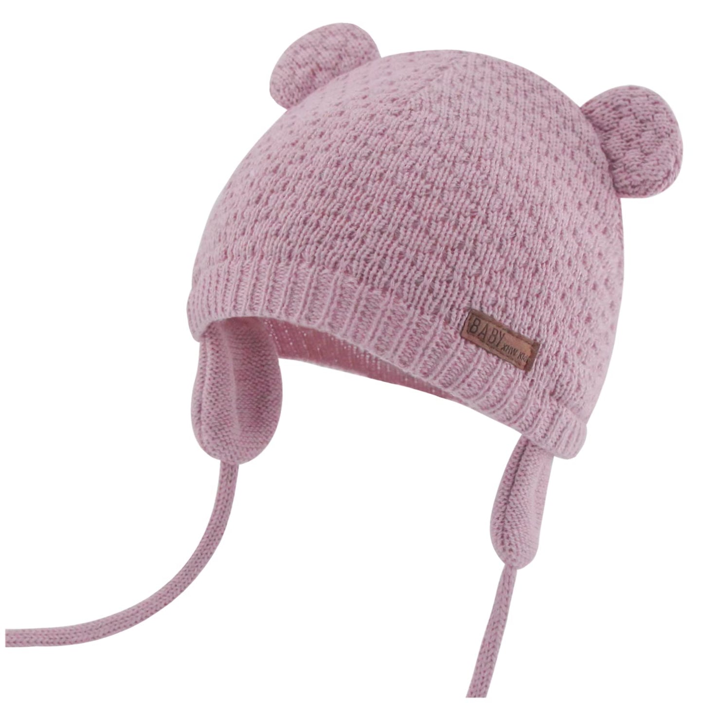 Duoyeree Kids Baby Hat Soft Warm Cable Knit Beanie Toddler Girl Fall Winter Hats(Skin Pink,12-18 Months)
