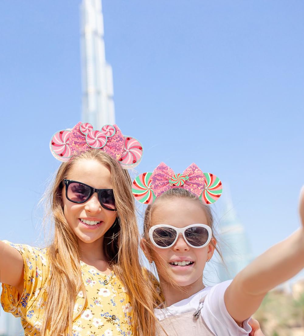 Lifetools-Lt Pink Ears Headbands With Sparkling Decoration, Swirl Lollipop & Sequins & Pearls & Diamonds, For Girls Women Disney
