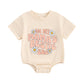 Creairy Newborn Baby Girl Outfits In My Mamas Bestie Era Daisy Bubble Romper Short Sleeve Bodysuit TShirt Summer Clothes, Beige