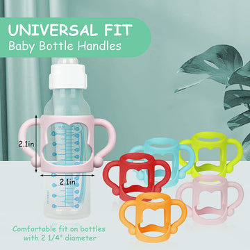 Dr Brown'S Silicone Bottle Handles - 2Pcs Easy Grip Handles For Narrow Bottles, Lightweight & Easy To Carry (Pink/Orange)