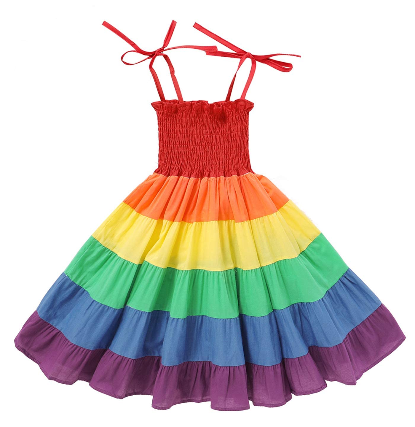 Younger Tree Toddler Baby Girls Rainbow Dress Princess Sleeveless Halter Beach Tutu Sundress (4-5T, Colours)