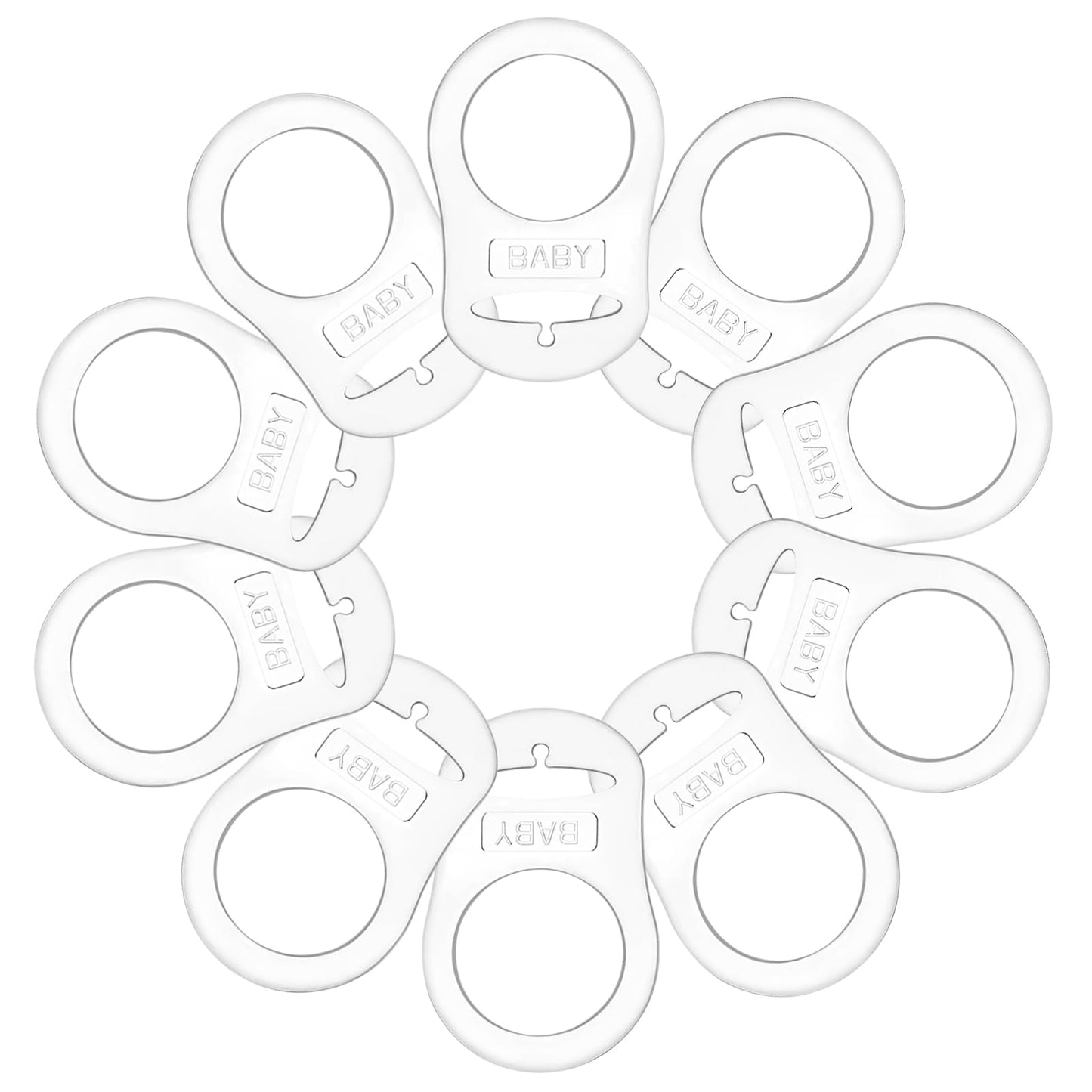 10 Pieces Silicone Adapter Rings Baby Holder And Clip Mam-Compatible (Soft &Transparent)