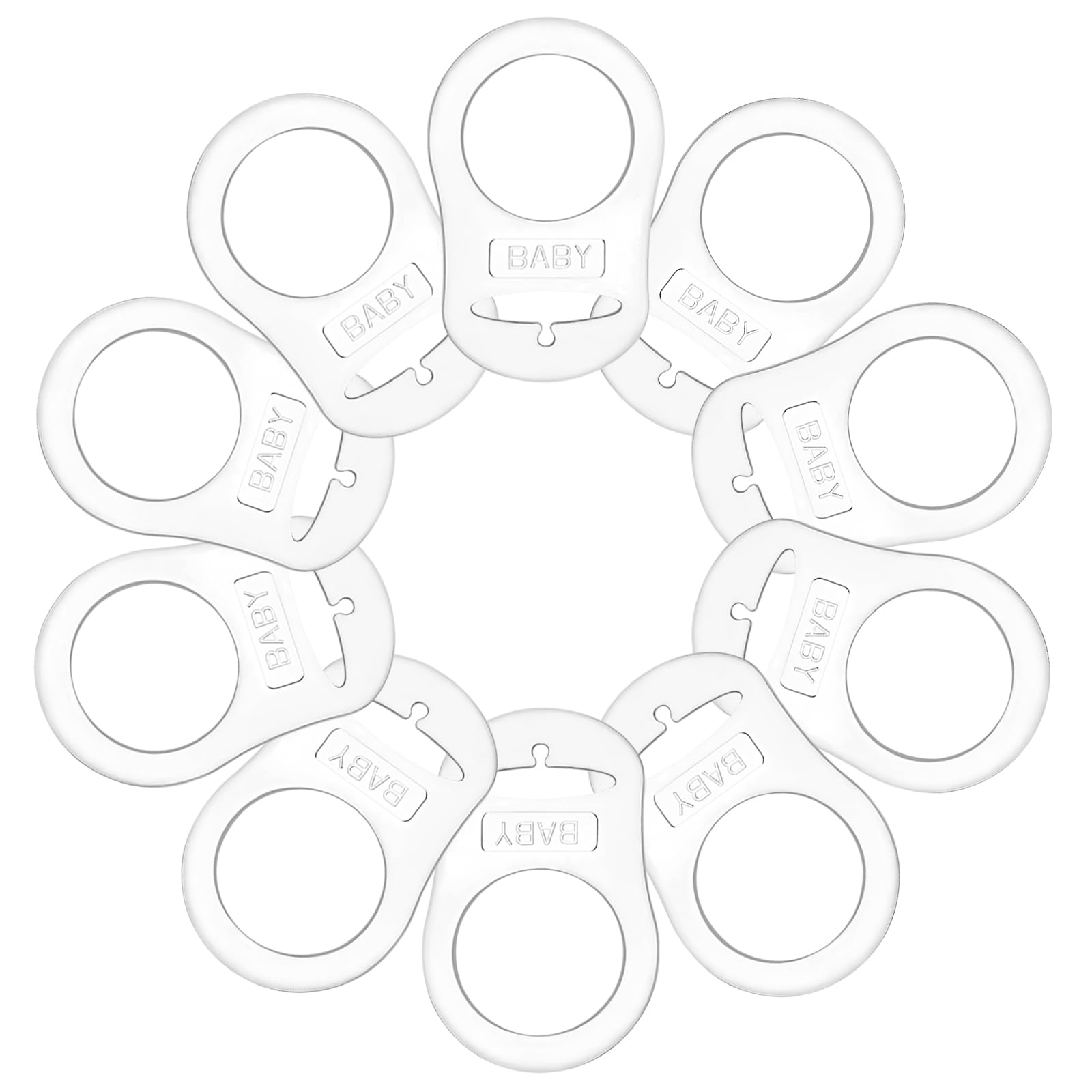 10 Pieces Silicone Adapter Rings Baby Holder And Clip Mam-Compatible (Soft &Transparent)
