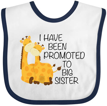 inktastic I Have Been Promoted To Big Sister Baby Bib White and Navy 276b7