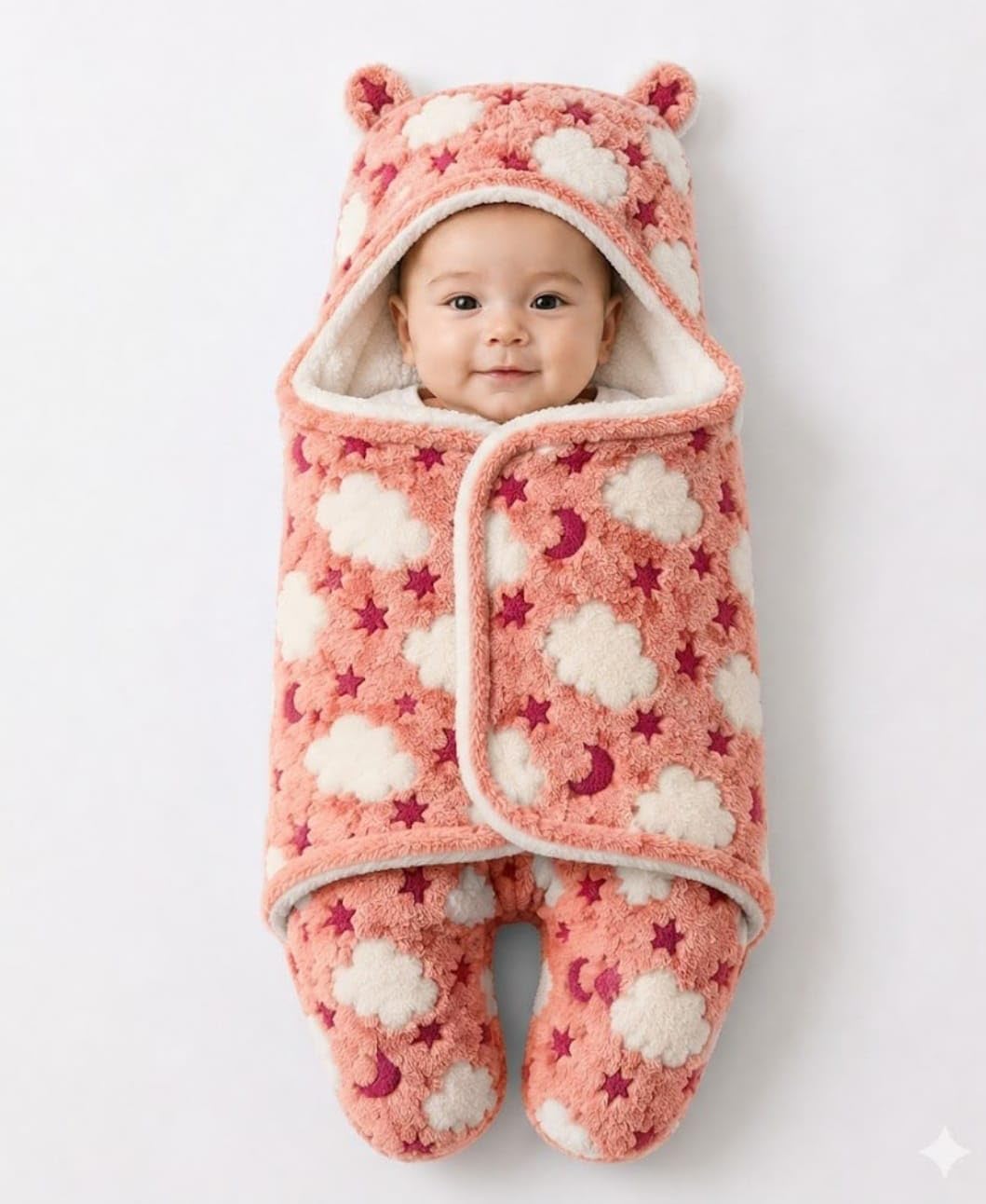 RED Baby Hooded Swaddle Wrap Blanet Cloud Print