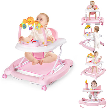 Boyro Baby 5-In-1 Baby Walker, Baby Walkers For Boys Girls 6-12 Months, Foldable Activity Walker, Toddler Infant Walker With Bou