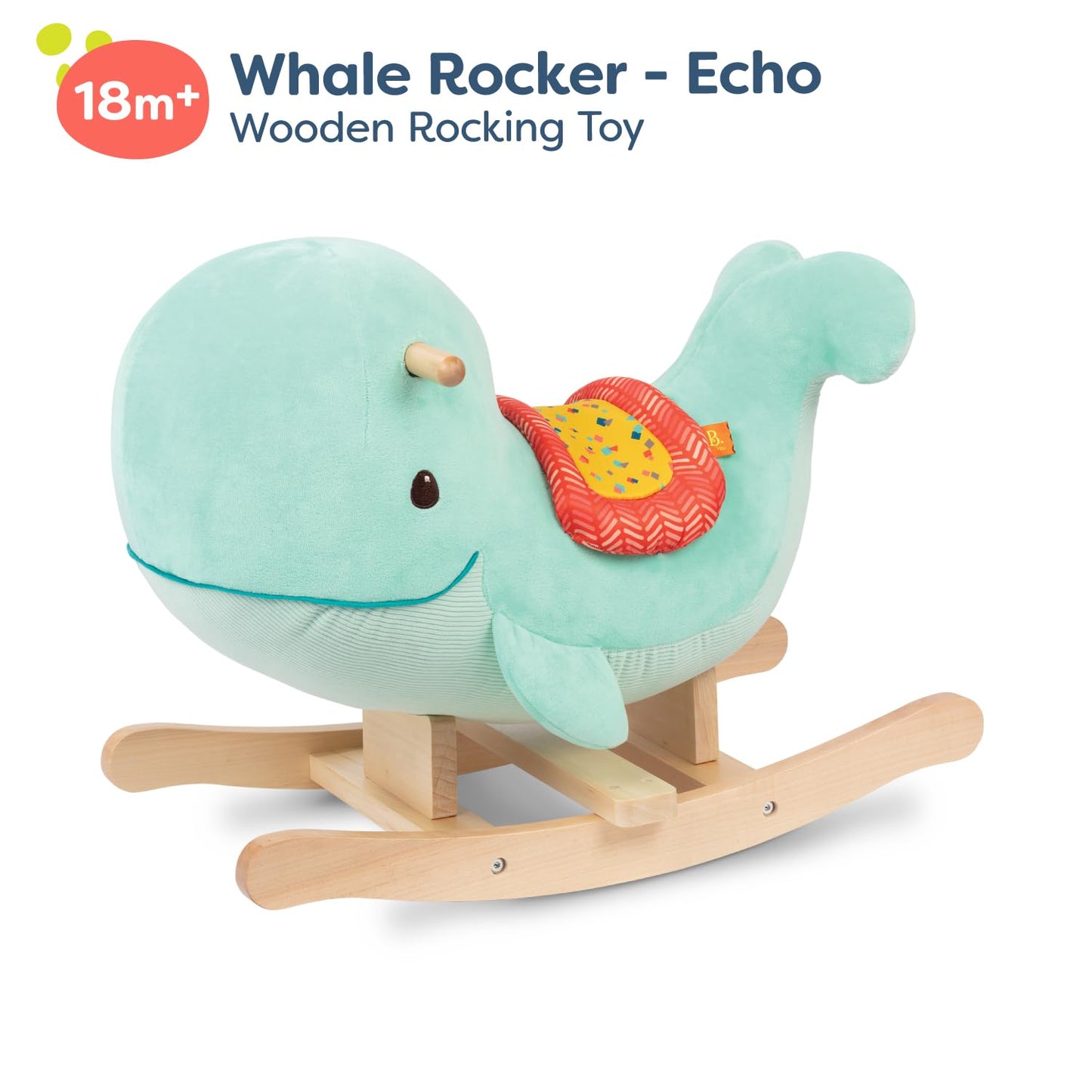B. toys- Whale Rocker - Echo- Whale Rocking Toy - Wooden Ride-On - Classic Toys for Toddlers, Kids - 18 Months +