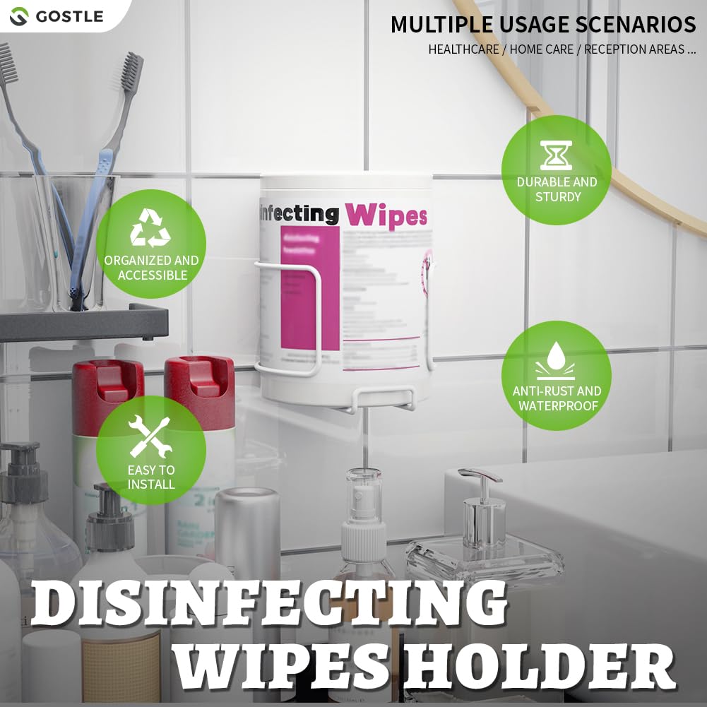 Versatile Wall-Mount Wipes Holder For Cleaning Wipes - Easy Installation, Ideal For Home, Office, And More - No Wipes Included