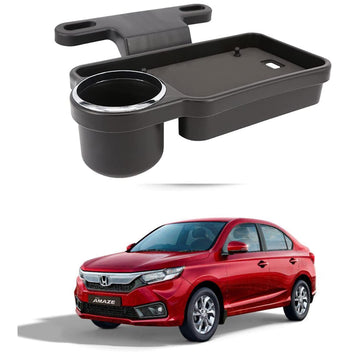Oshotto (FT04) Foldable Car Auto Headrest Rear Back Seat Table Drink Food Cup Tray Holder Compatible with Honda Amaze Old  Bla