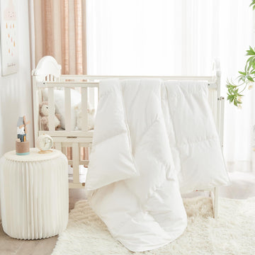 Toddler/Travel/Crib Goose Down Comforter Duvet/Blanket Multifunctional,100% Organic Cotton Washable Unisex Kids,All Season,White