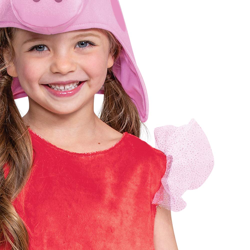 Disguise Peppa Pig Costume For Girls, Official Nick Jr Character Jumpsuit Dress And Hat, Classic Toddler Size Medium (3T-4T)