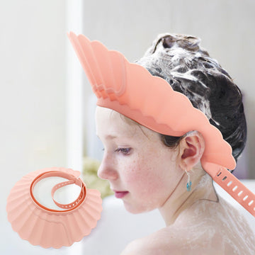 Baby Shower Cap Shield, Pink Bathing Cap Bath Hat Bathing Safe Silicone Protection, Soft Adjustable Visor Hat For Protector Head