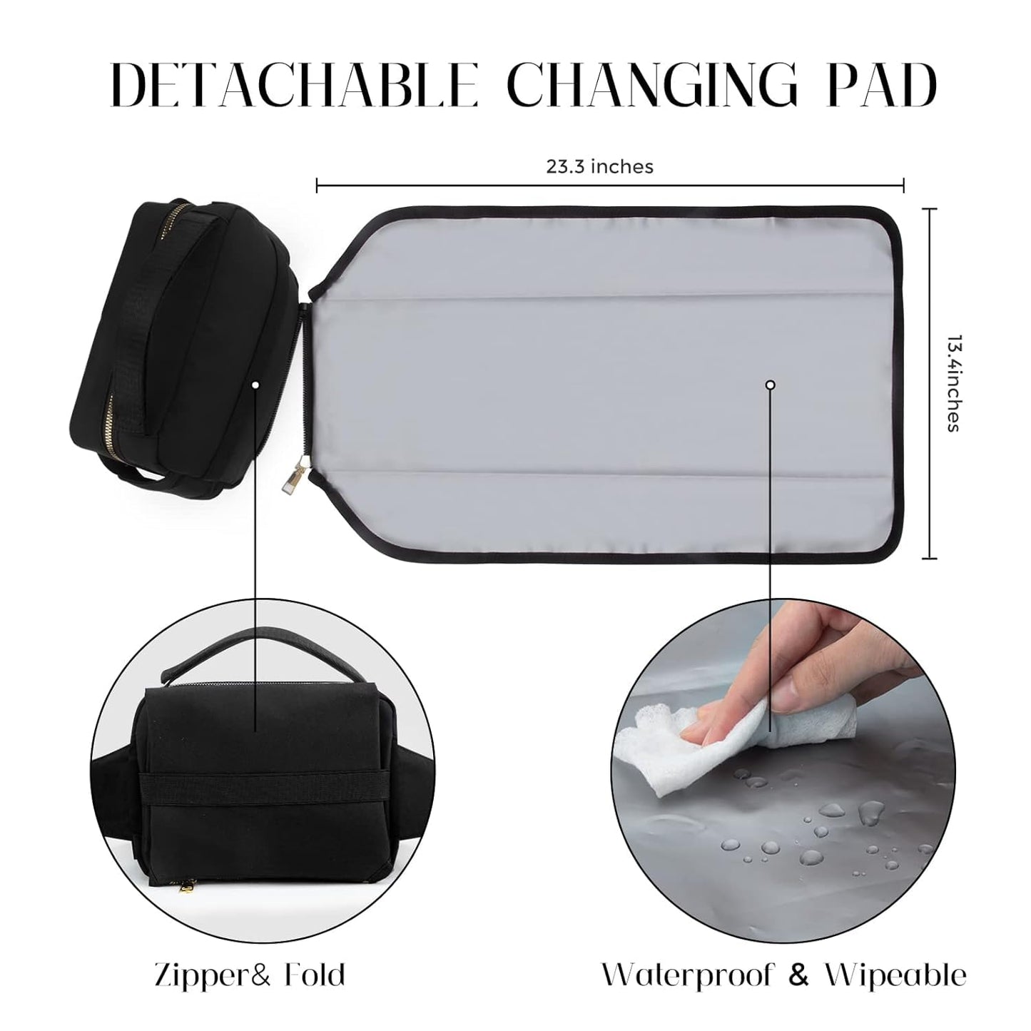 Printe Small Diaper Bag With Portable Changing Pad, Crossbody Fanny Pack With Wipes Pocket For Stroller, Women Waist Bag For Tra