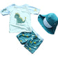 Baby Toddler Boys Two Pieces Swimsuit Set Swimwear Dinosaur Bathing Suit Rash Guards With Hat Upf 50+ (Navy, 9-18 Months(Height: