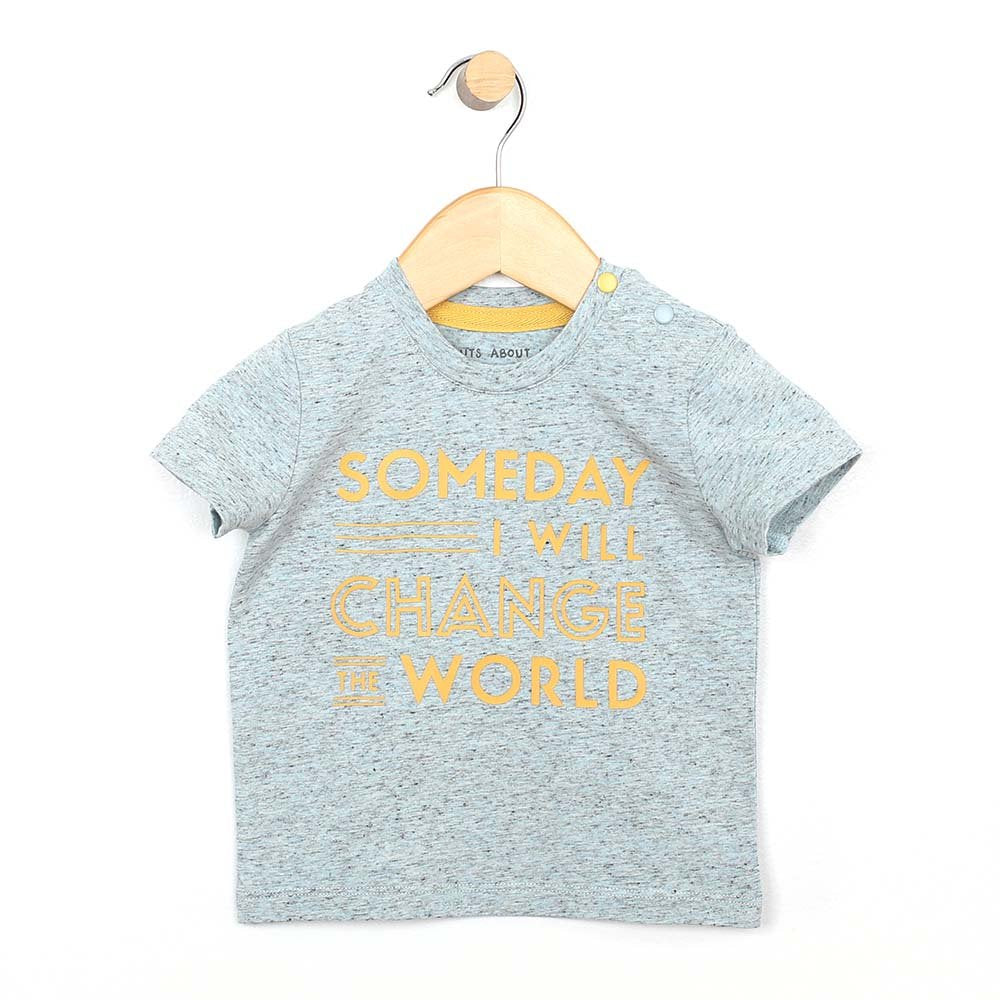 Robeez Baby Boys Short Sleeve Tee, Change The World Blue, 6 Months