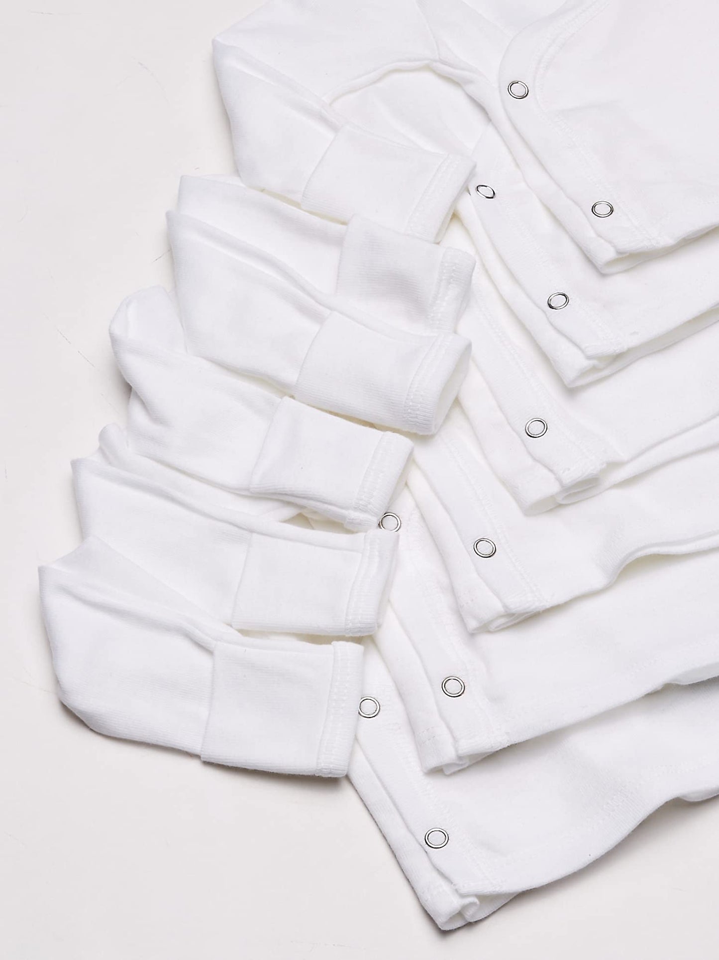 Gerber Baby 6-Pack Long-Sleeve Side-Snap Mitten-Cuff Shirt, White, Newborn