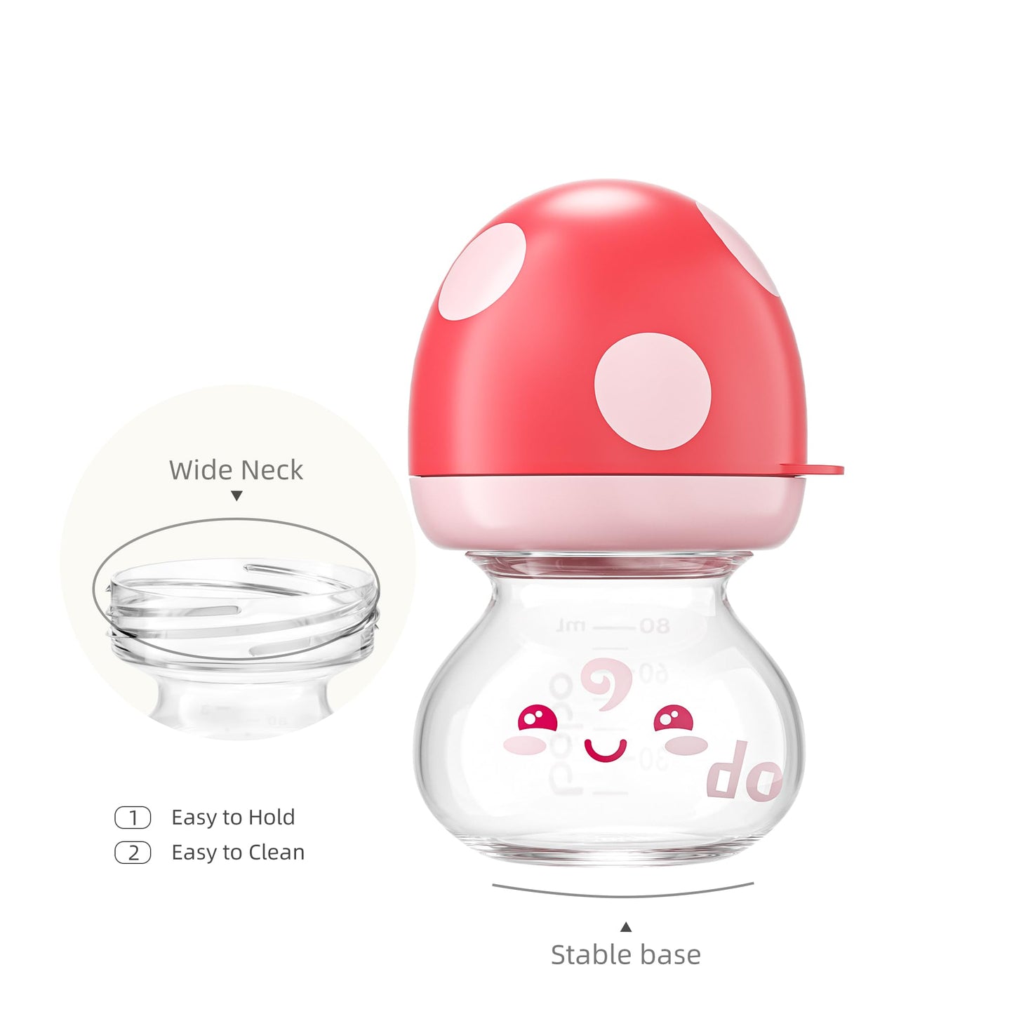 Yohkoh Newborn Glass Baby Bottles With Slow Flow Nipple For 0+ Months, Wide Neck Feeding Bottle, 2.7Oz/80Ml (Red, 2.7Oz (Pack Of