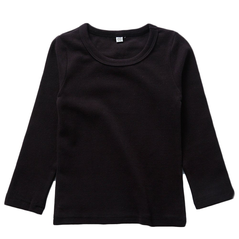 Kisbini Unisex Girls 100% Cotton Long Sleeve T-Shirt Top Tees Black 4T – Cutebab WBBAPB076551MYQ