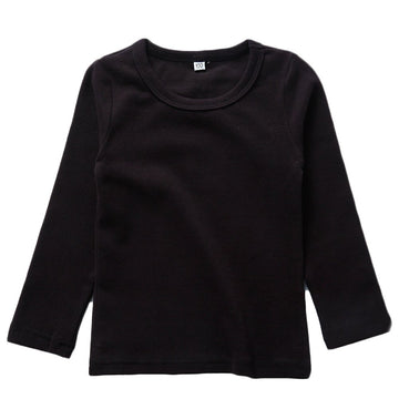 Kisbini Unisex Girls 100% Cotton Long Sleeve T-Shirt Top Tees Black 4T