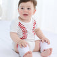 Cosland Baby Baseball Outfit Infant Boys Cotton Bodysuit, White, 0-3 Months