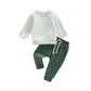 Toddler Baby Boy Clothes Set Solid Color Long Sleeve Crewneck Sweatshirt Top Casual Pants Set 2Pcs Fall Winter Outfits (Gray Gre