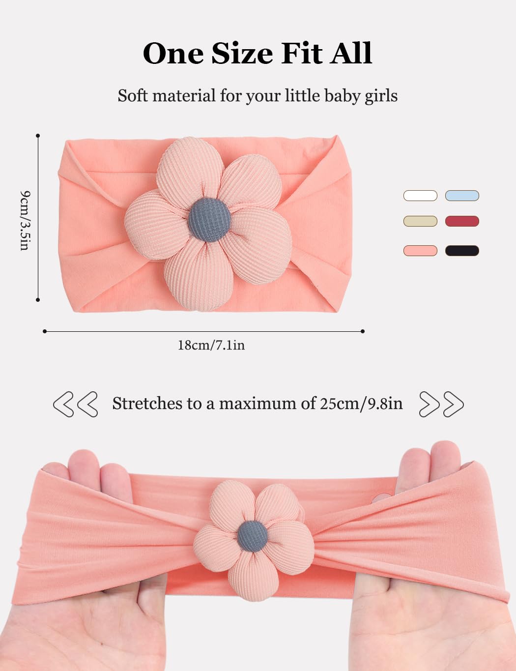 Zurlefy Stretchy Baby Girl Headbands Bows, Infant Headband Bows For Baby Bonnet Newborn Head Wraps Toddler Unisex (03H-15)