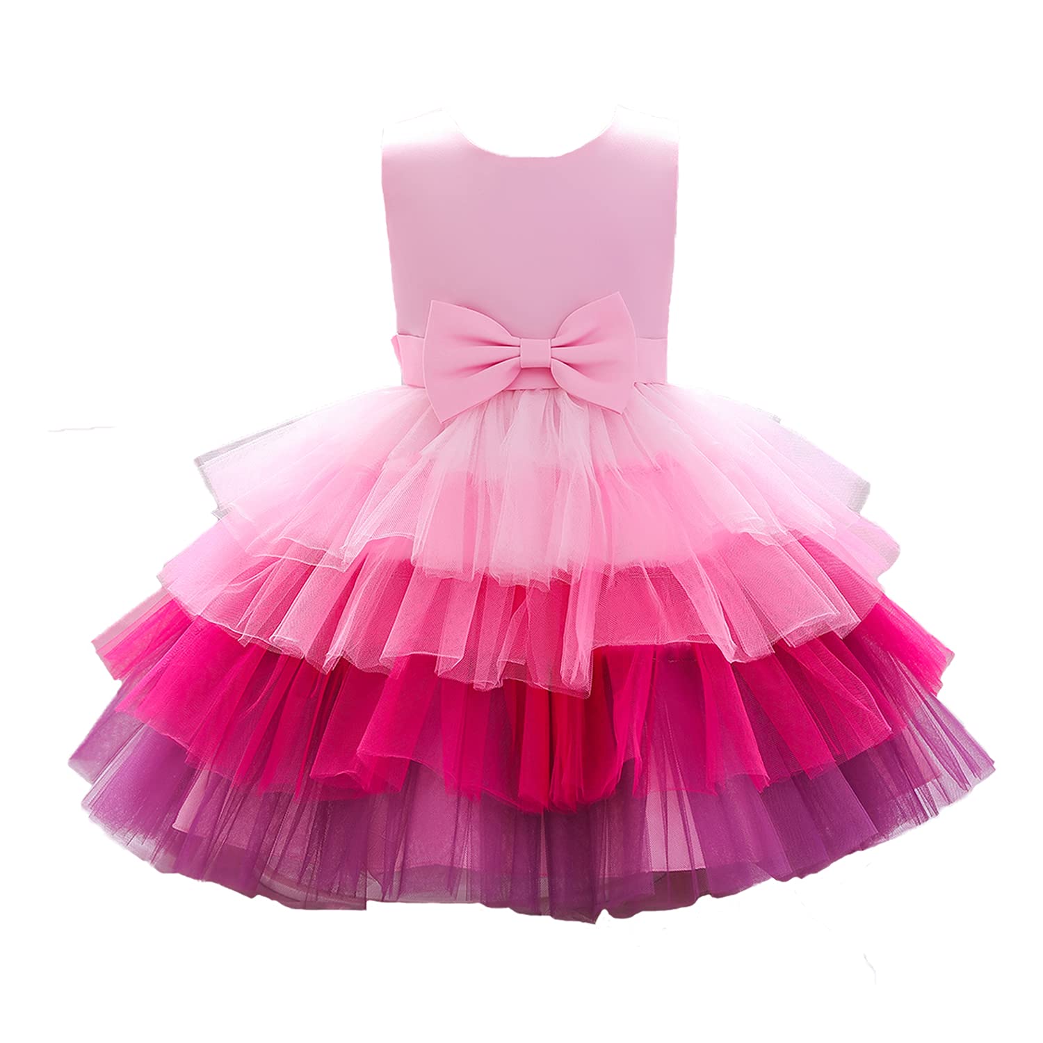 Flower Baby Girl Lace Dress Toddler Tulle Sleeveless Bow Princess Party Wedding WBBAPB09C641V1K