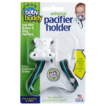 Baby Buddy Universal Pacifier Holder Clip -Snaps To Paci Or Attach With Universal-Fit Silicone Ring, Pacifier Clip For Babies 4