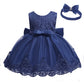 Nssmwttc Baby Girl Ball Gown Dress Infant Birthday Party Christmas New Year Dresses Toddler Christmas (Navy Blue,6M)