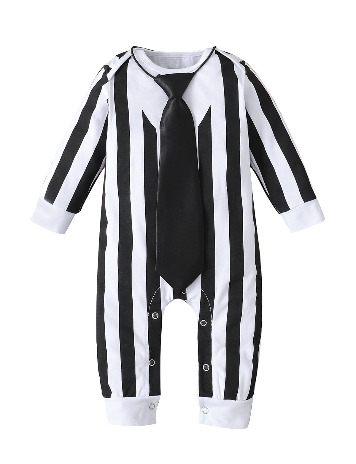 Singcoco Baby Boy Halloween Costume Outfit Newborn Striped Romper (Black, 18-24 Months)