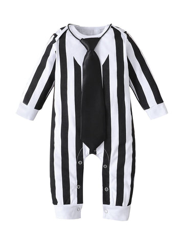 Singcoco Baby Boy Halloween Costume Outfit Newborn Striped Romper (Black, 18-24 Months)