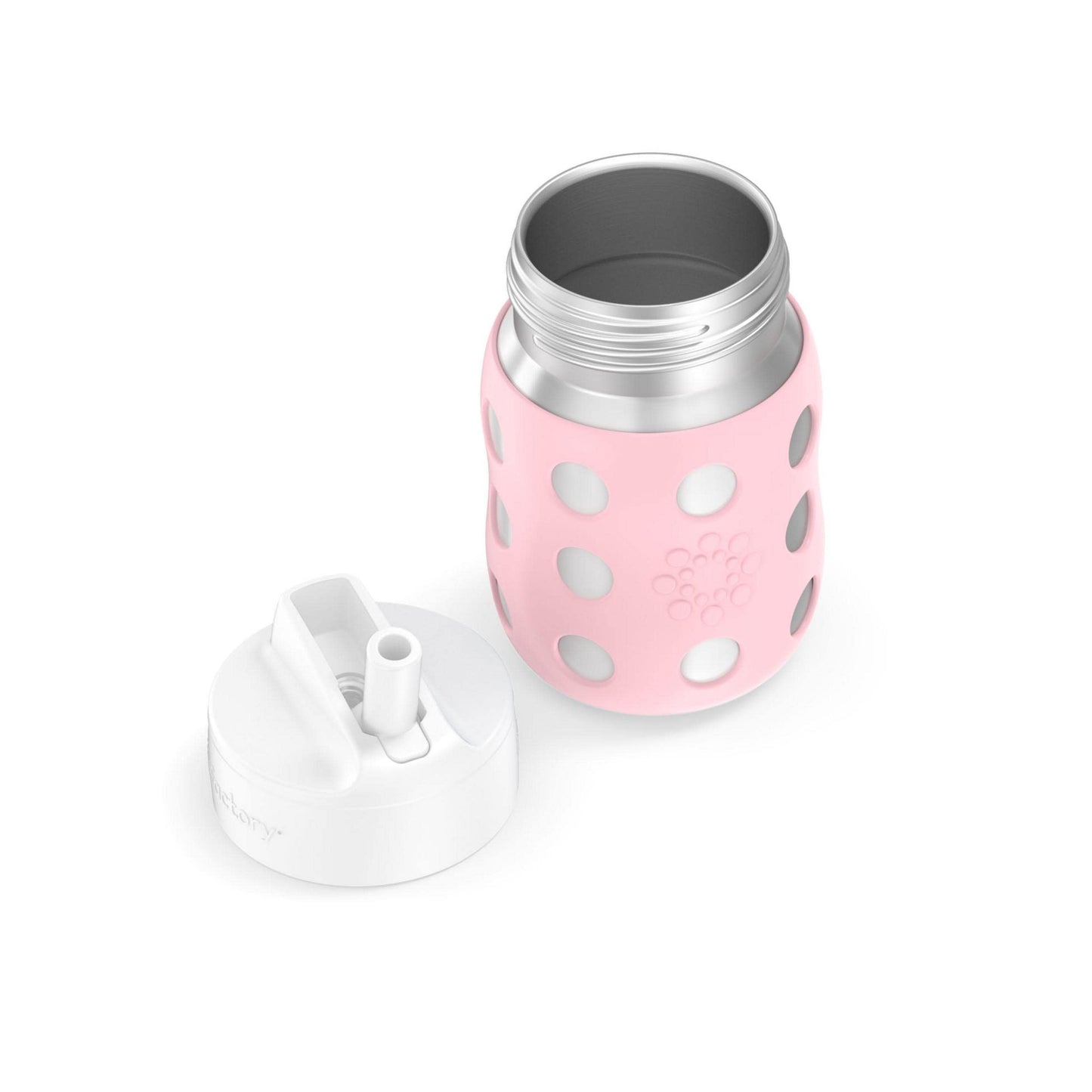 Lifefactory 8-Ounce Stainless-Steel Vacuum-Insulated Wide-Neck Baby Bottle With Straw Cap, Desert Rose, Ls2241Wdr4