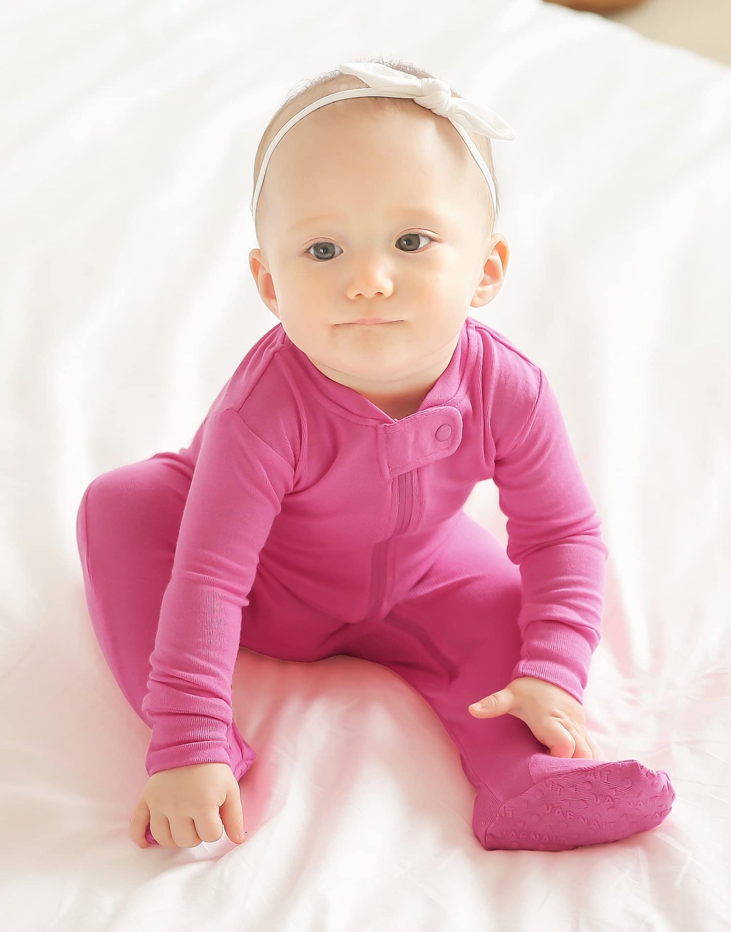 Vaenait Baby Toddler Boys Girls Solid Footie Pajama Cozy Modal Hotpink 6-9M