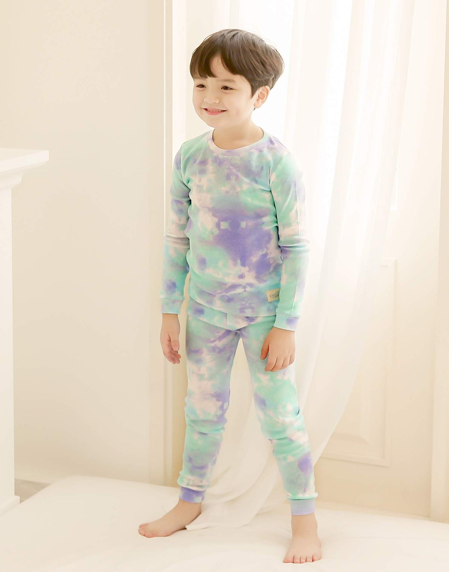 Vaenait Baby Kids Junior 100% Cotton Sleepwear Pajamas 2Pcs Set Tiedye-Bluemintsky-248 S