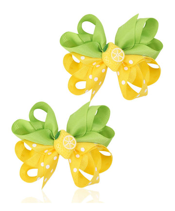 Lemon Bow Clips Baby Girls Fruits Bowknot Pin Kids Girls Yellow Lemon Hair Bow Clips BBG97 (Set-D)