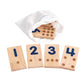 Excellerations Peg Number Board | Included: 10 Rubberwood Boards + 55 Wood Pegs + Storage Bag | Montessori Math Materials, Learn