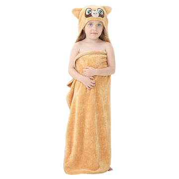 Michley Cartoon Hooded Baby Towel Unisex, Premium Soft Swimming Bathrobe Large Washcloths 31.5 ' X 53 ' For 0-9T (Raccoon)