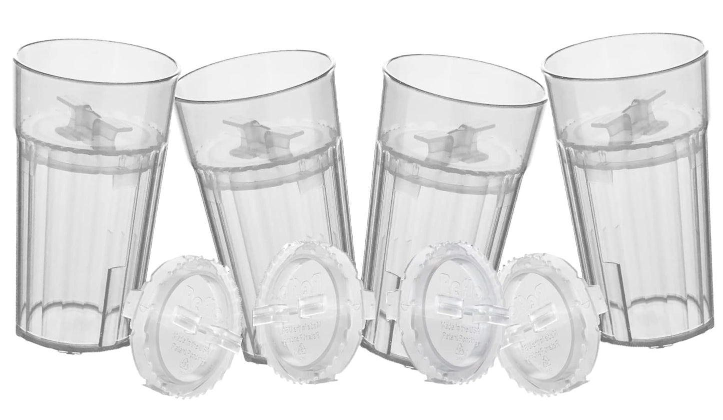 Reflo Smart Cup (Clear 4-Pack) Open Training Cup, Toddler Cup, No Suction 6Oz, 360 Control-Flow, Usa Made Premium High-Impact Pl