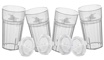 Reflo Smart Cup (Clear 4-Pack) Open Training Cup, Toddler Cup, No Suction 6Oz, 360 Control-Flow, Usa Made Premium High-Impact Pl