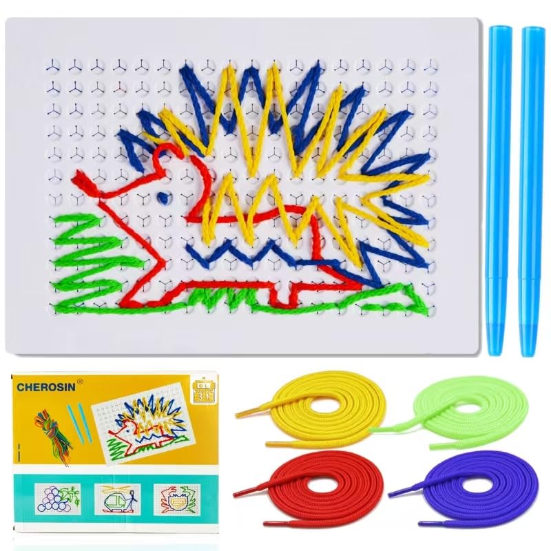 CHEROSIN Fine Motor Threading Boards for Kids - Pencil Grasp Fine Motor Toys Sensory Learning Boards for Preschooler, Calm Down 