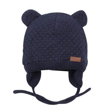 Bavst Baby Beanie Hat For Winter With Earfalp Cute Bear Kids Toddler Girls Boys Warm Knit Cap 0-2Years?Navy, L