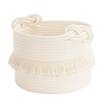 Cherrynow Small Woven Storage Baskets Cotton Rope Decorative Hamper For Diaper, Blankets, Magazine And Keys, Cute Tassel Nursery