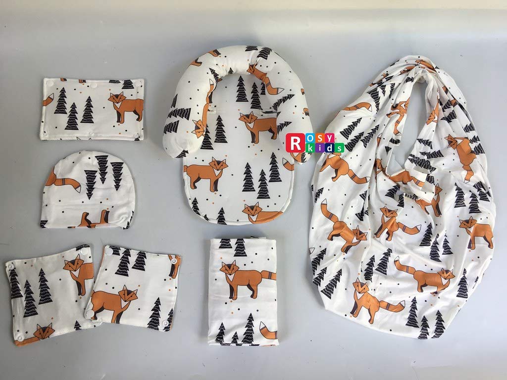 9Pc Baby Boy Baby Girl Ultimate Set Of Infant Car Seat Cover Canopy Headrest Blanket Hat Nursing Scarf, 25Je07
