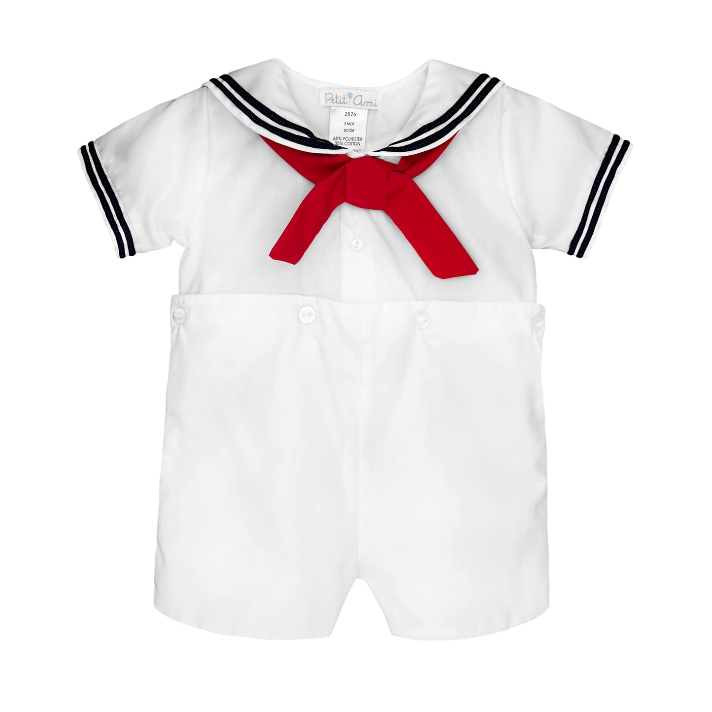 Petit Ami Baby Boys 2 Piece Nautical Bobby Suit With Collar, 6 Months, White