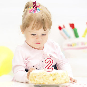 Birthday Hair Clips For Baby Girls - 2Pc Curly Ribbon With Deep Red Number Bow Hair Clips For 2Nd Birthday Baby Bow Party Decora